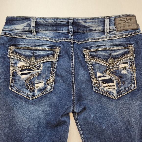 Silver Jeans Womens 33x33 Suki Bootcut Selvedge Low Rise Dark Wash Denim - Picture 3 of 15